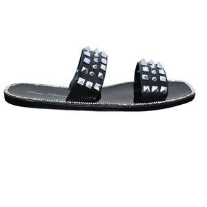 Lauren Lorraine Studley Black Studded Rhinestone Jelly Slide Sandals Size 7